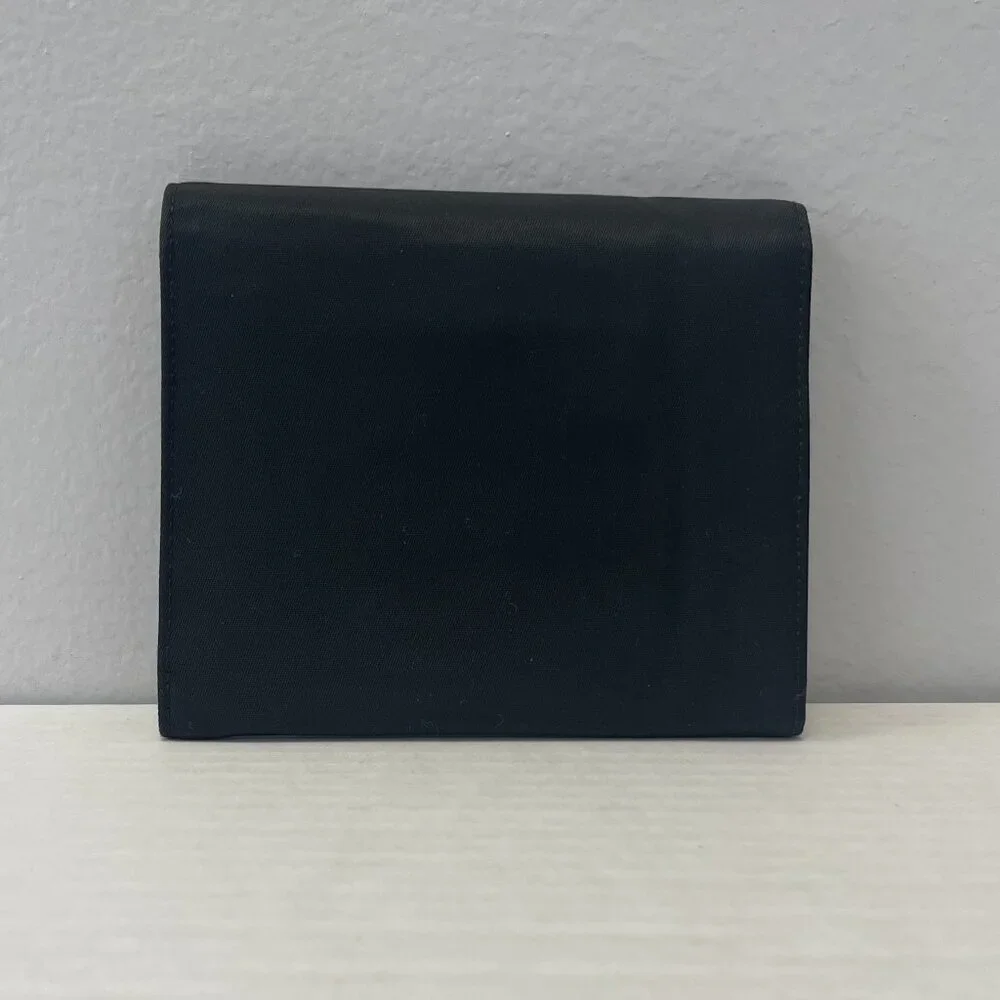 PRADA Tessuto Nylon Compact Tri-Fold Wallet in Black - Preowned